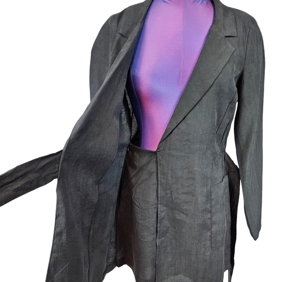 Zara TRF Collection Black Silky Long Sleeve Wrap Blazer Romper Size Small J46 - Picture 7 of 11